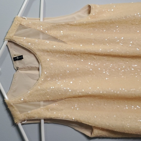 Wow 7forallmankind top womens size xs x-small yellow sequins sequin spring - Picture 3 of 10